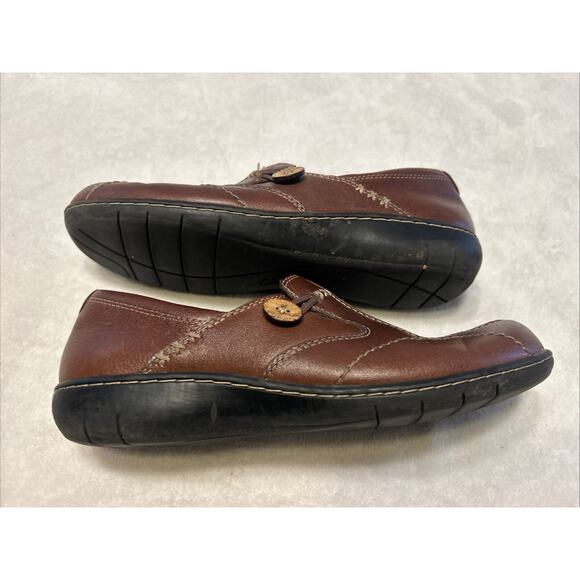 Clarks Unstructured Women's Shoes 8.5 M Loop Brown Leather Slip-On Loafers - Picture 6 of 8